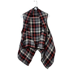 Ruti Women's Shawl Open Fonrt Plaid Vest